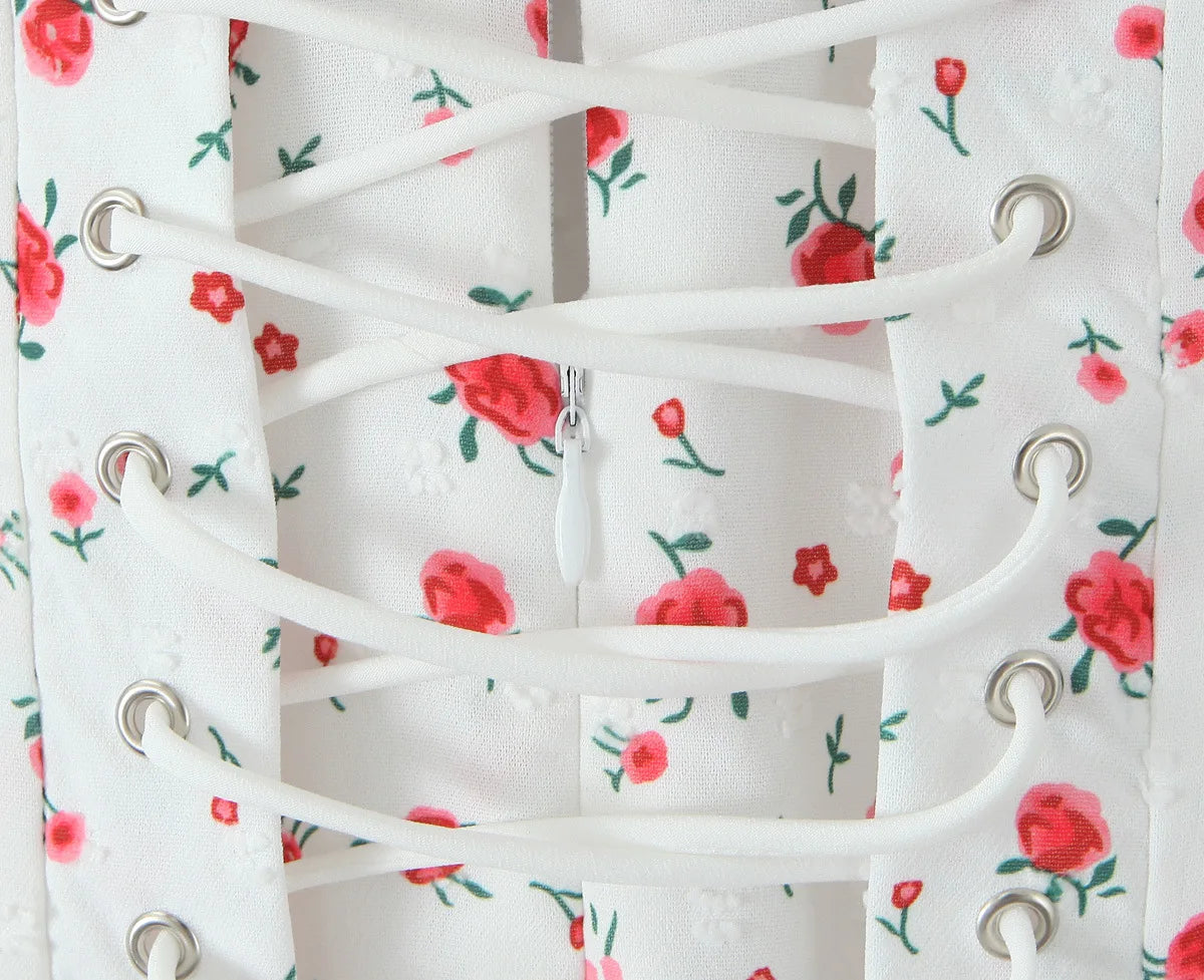 LIZAKOSHT  -  Summer French Sweet Wind Strap Waist Thin Cake Layer Bubble Sleeve Dress