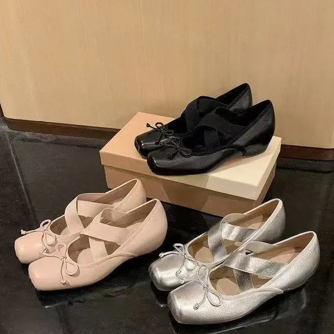 LIZAKOSHT  -  Hot Selling Women Flats Bow Marie Janes Shoes  New Dress Square Toe Shoes Designer Walking Sandals Female Elegant Zapatos