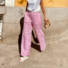 LIZAKOSHT  -  Women's Striped Print Loose Wide Leg Trousers Summer Fall Casual High Waist Loose Fit Long Pants with Pockets