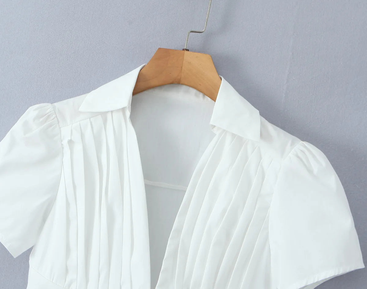 LIZAKOSHT  -  Women Y2k Casual 2 Piece Set Button Up Shirt French Style Short Sleeve T Shirt High Waist Mini Skirt Korean Suits