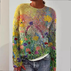 LIZAKOSHT  -  3D Print Women Sweater Pattern Pullover Casual Loose Knit Top Sweaters
