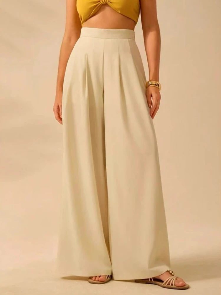 LIZAKOSHT  -  Women's Clothing European and American Spring and Summer New Fashion Casual Print Loose High Waist Wide Leg Long Pants