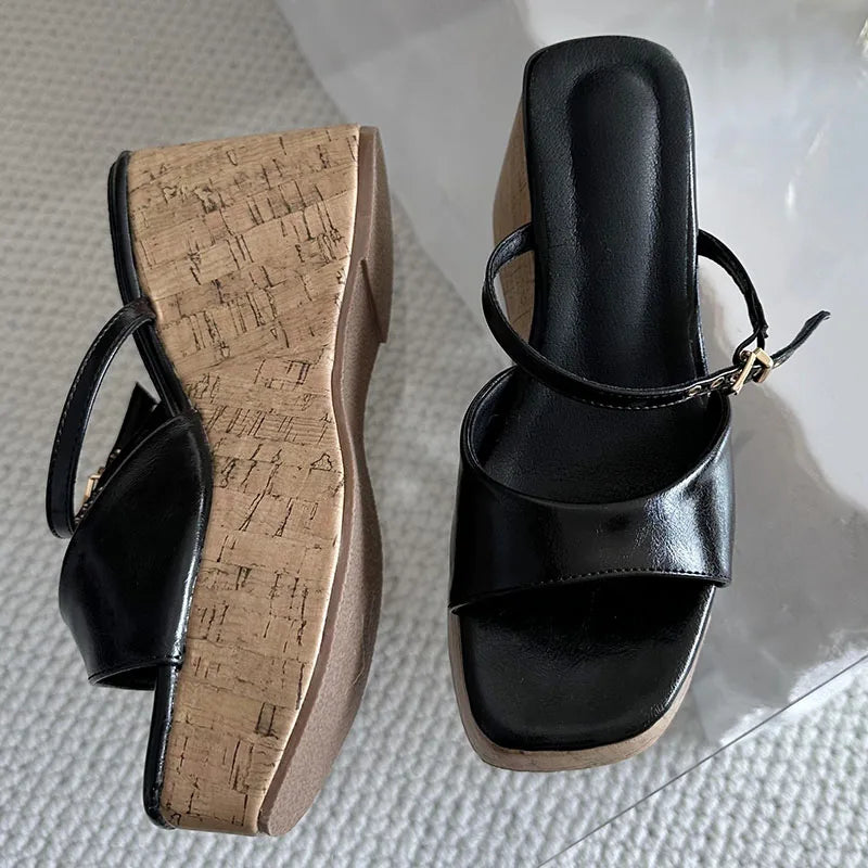 LIZAKOSHT  -  Summer Outdoor Fashion Brand Peep Toe Platform Slippers High Quality Sandals Women Wedges Heels Ladies Leisure Shoes New