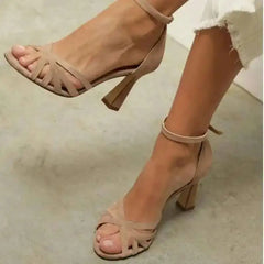 LIZAKOSHT  -  High Heels Shoes Suede Peep Toe Elegance Women's Sandals