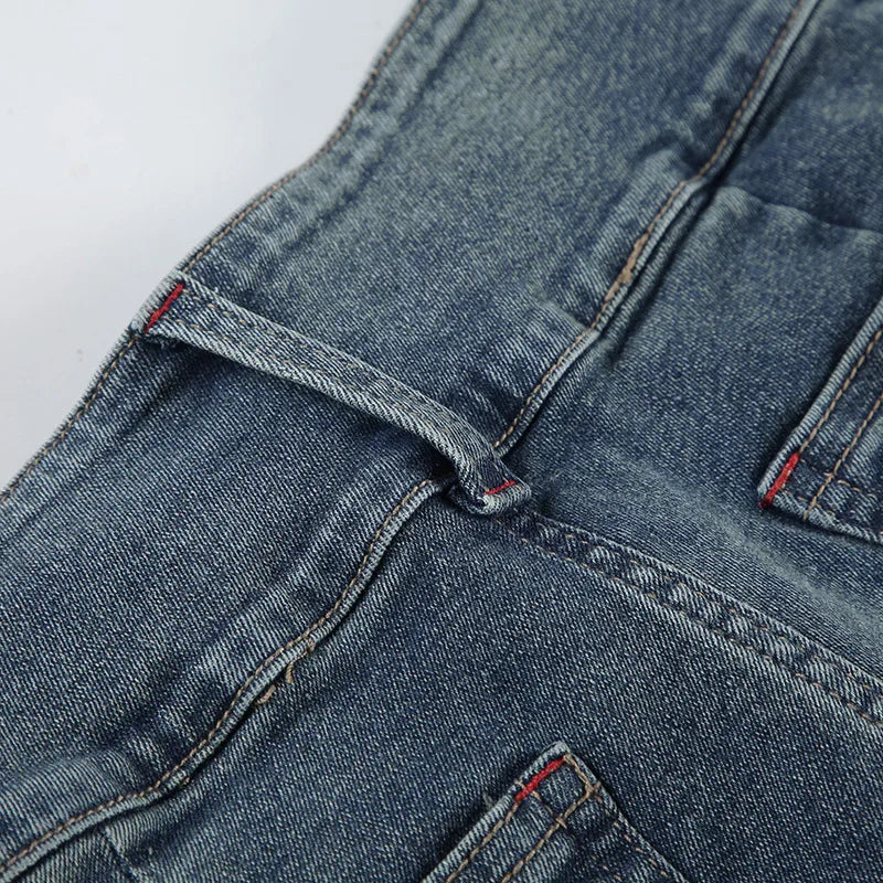 LIZAKOSHT  -  Personality street vintage low-rise jeans breasted slim trousers straight loose women's wide-leg pants