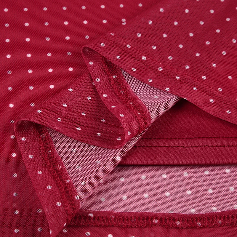 LIZAKOSHT  -  Romantic Polka Dot Red Women Short Dress Square Collar Halter Sleevelss A-line Dresses Summer Vacation Style Outfits