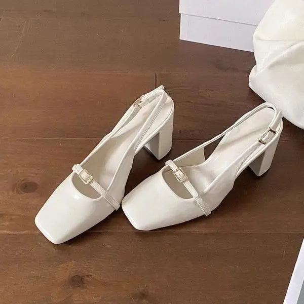 LIZAKOSHT  -  Low Sandals Woman Leather Female Shoe Low-heeled Girls Fabric Hoof Heels Rome Slides PU Rubber Female Sandal Low-Heeled Shoes Wi