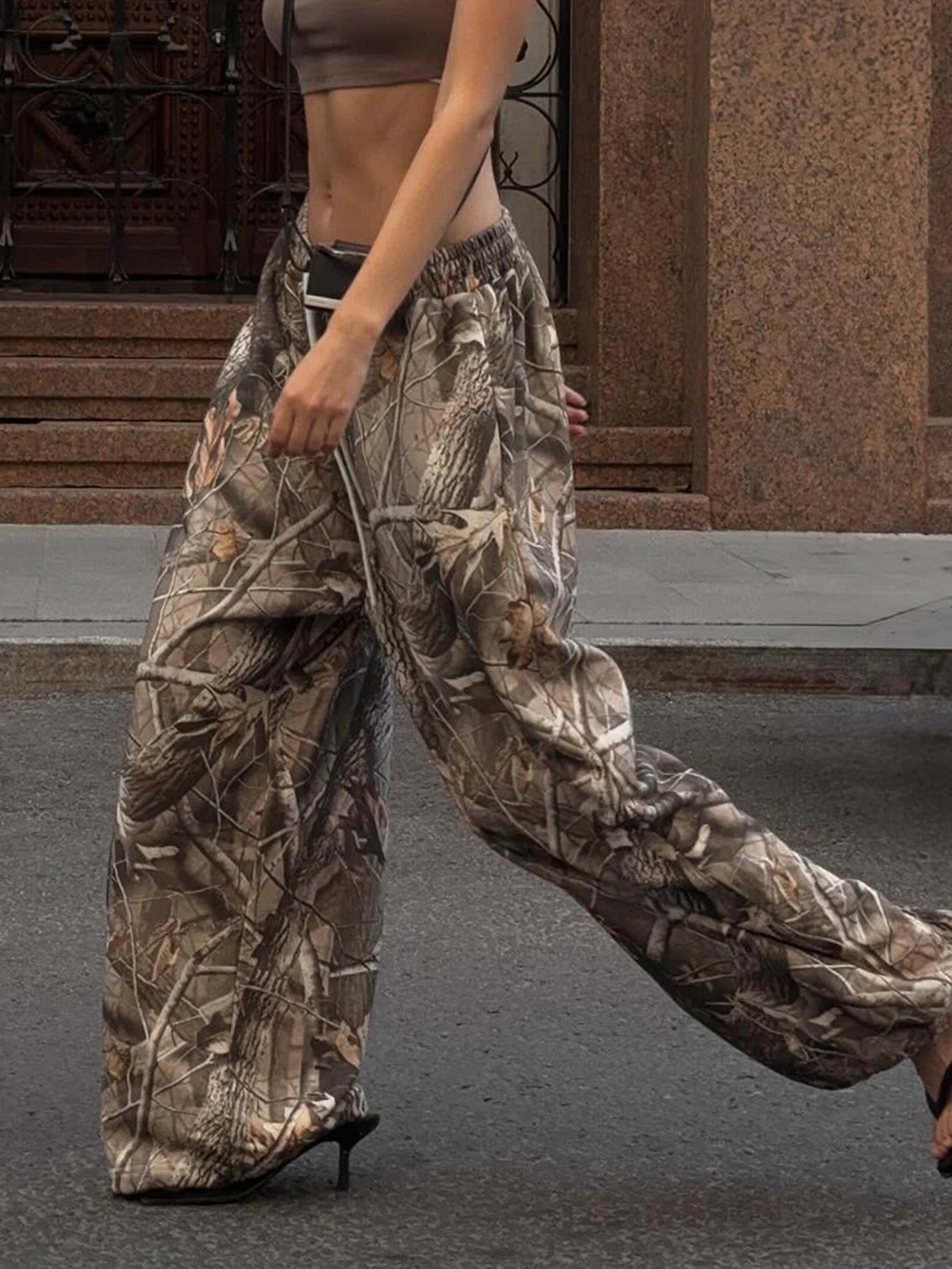 LIZAKOSHT  -  Vintage Plant Printed Wide Leg Pants Casual Loose Mid-Waisted Trouser Women Autumn Spring Fashion Streetwear Ladies