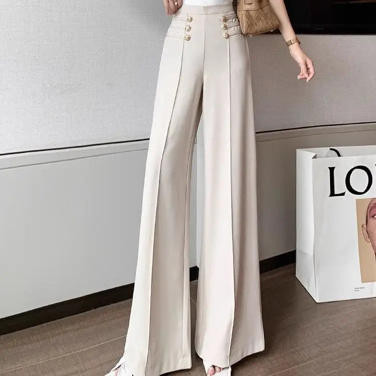 LIZAKOSHT  -  Wide Leg Pants for Women with High Waist and Drooping Sensation New Black Flared Pants for Women with Straight Leg and Slimming