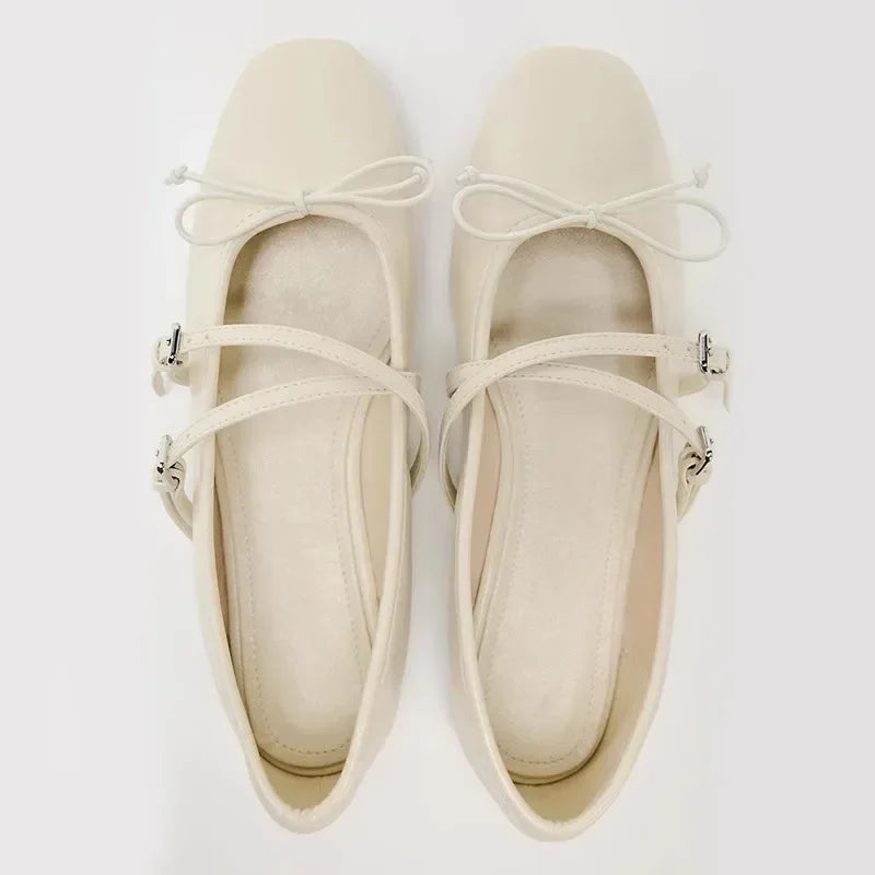 LIZAKOSHT  -  Women's Mary Jane Shoes  Summer Classic Design Bow Soft and Comfortable Versatile Casual Cross Strap Ladies Ballet Flats
