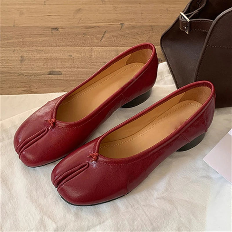 LIZAKOSHT  -  Spring Summer Clip Toe Women Pumps High Quality Cosy Soft Leather Round Low Heels Dress Party Mules Shoes