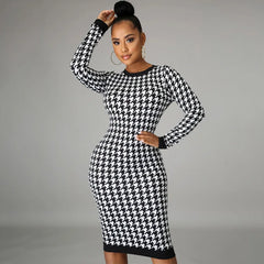 LIZAKOSHT  -  Elegant Fashion Temperament Casual Women Long Sleeve Midi Dress Hollow Out Bodycon Sexy Streetwear 2025 Autumn Winter Club