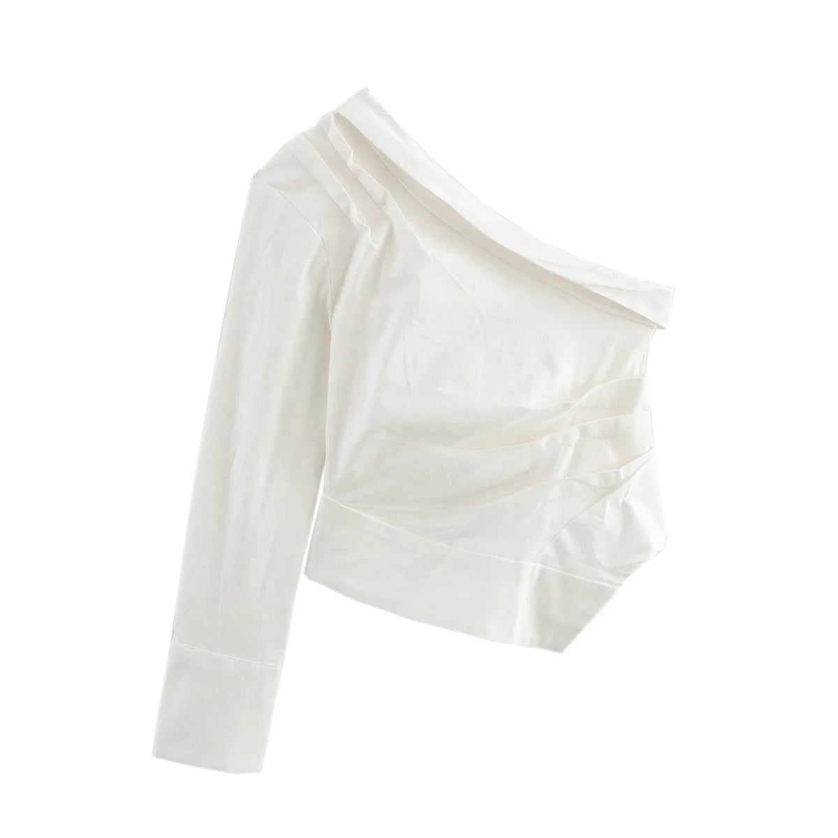 LIZAKOSHT  -  Fashion Women's One-shoulder Top Summer and Autumn Cotton and Linen Top Fashion Asymmetry Women's Casual Street Top New