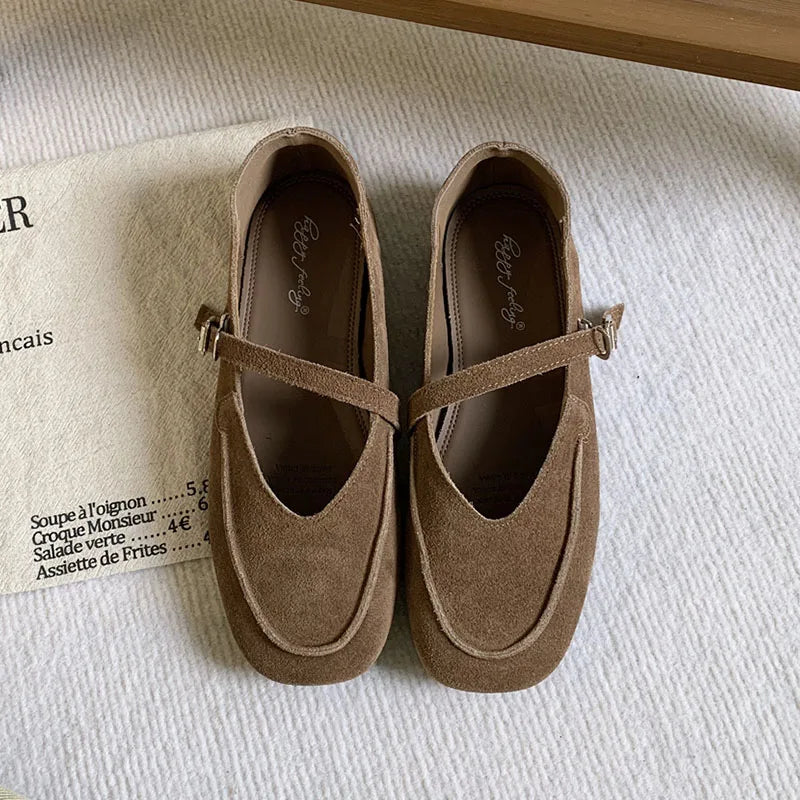 LIZAKOSHT  -  Spring New Brand Women Flat Shoes Fashion Round Toe Ladies Elegant Mary Jane Shoes Soft Flat Heel Single Shoes New Woman