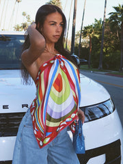 LIZAKOSHT  -  Irregular Printed Strapless Women's Vest Skirts 2 Piece Set Backless Sexy Halter Suspender Hot Girls Style Beach Vacation Suits