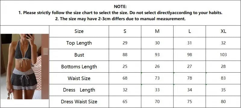 LIZAKOSHT  -  Summer Women Bikini Set Sexy Polka Dot Print Strap Sexy Wearing A Cover Skirt Three Piece Vacation Cute Girl Swimsuit Set