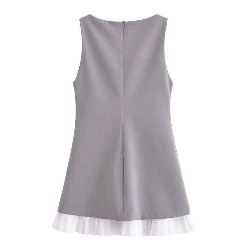 LIZAKOSHT  -  Dresses Women's Summer 2025 New Elegant Slim Fashion Patchwork Mini Holiday Dress Street Joker Youth Chic Dress