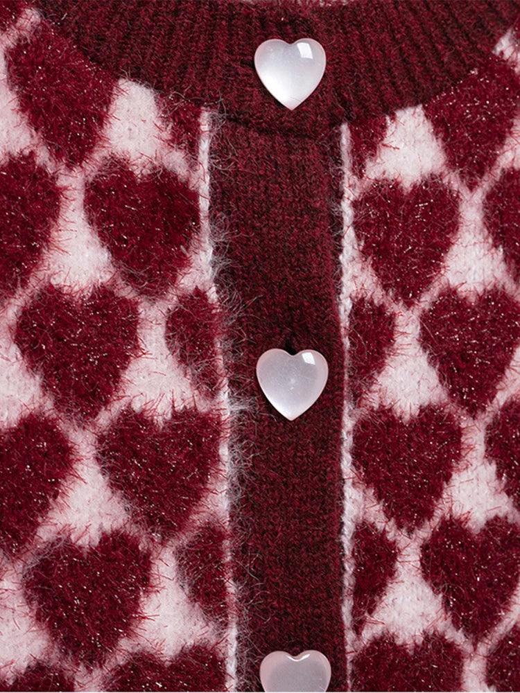 LIZAKOSHT  -  Heart Shaped Knitted Vest Sweater Waistcoat Round Neck Slim Fit Sleeveless Cardigan Knitwear Warm Fashion Women Tank Top SPring