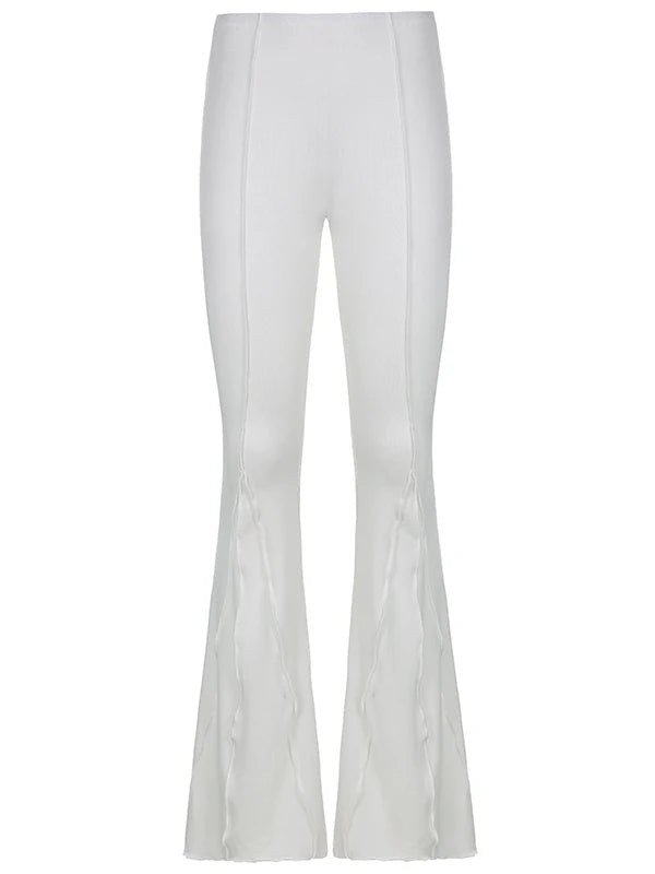 LIZAKOSHT  -  Sexy Low Waist Wide Leg Pants Elastic Bell Bot Casual Trousers for Women Spring Summer Faion Commute Sle