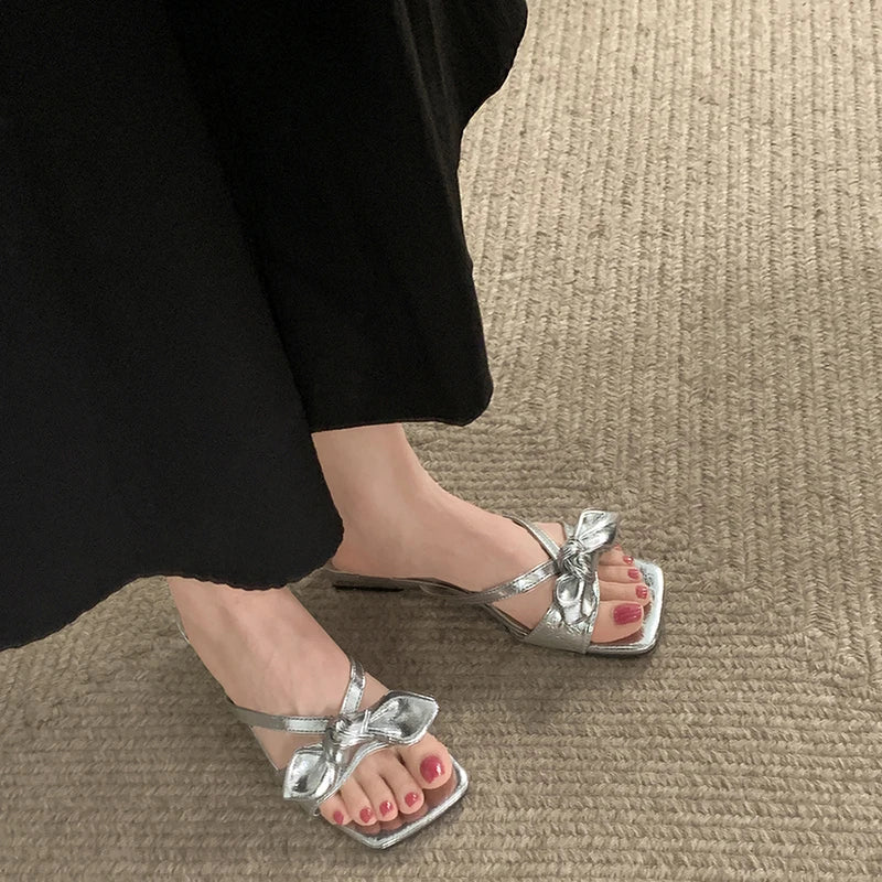 LIZAKOSHT  -  Designer Summer Women Fashion Butterfly-knot Slippers Casual Open Toe Beach Vacation Slides Party Dress Shoes