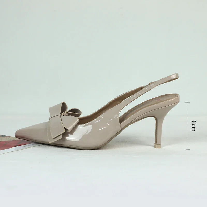 LIZAKOSHT  -  Elegant Butterfly-knot Summer Women Modern Sandals Shallow Patent Leather Designer Office Work Slingback Brand Lady Dress Shoes