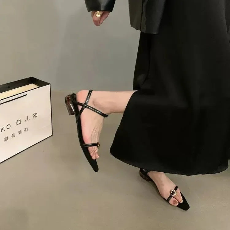 LIZAKOSHT  -  Designer Women Heeled Sandals Buckle Shoes Elegant Luxury Shoes Woman Summer Fashion Slides Flip Flops 2025 Sandalias De Mujer
