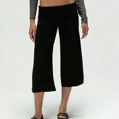LIZAKOSHT  -  Loose Stretchy Fold Over Capri Pants for Women Low Rise Wide Leg Yoga Capris Summer Cute Going Out Cropped Pants Streetwear