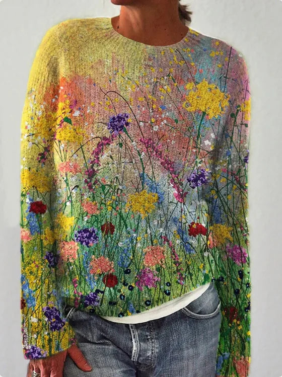 LIZAKOSHT  -  3D Print Women Sweater Pattern Pullover Casual Loose Knit Top Sweaters