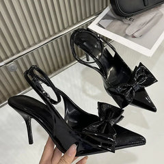 LIZAKOSHT  -  Brand Design High Heels Sandals for Women Sexy Red Pointed Party Dress Shoes Sizes 36-43 Ankle Strap Bow Slingbacks Shoes Female