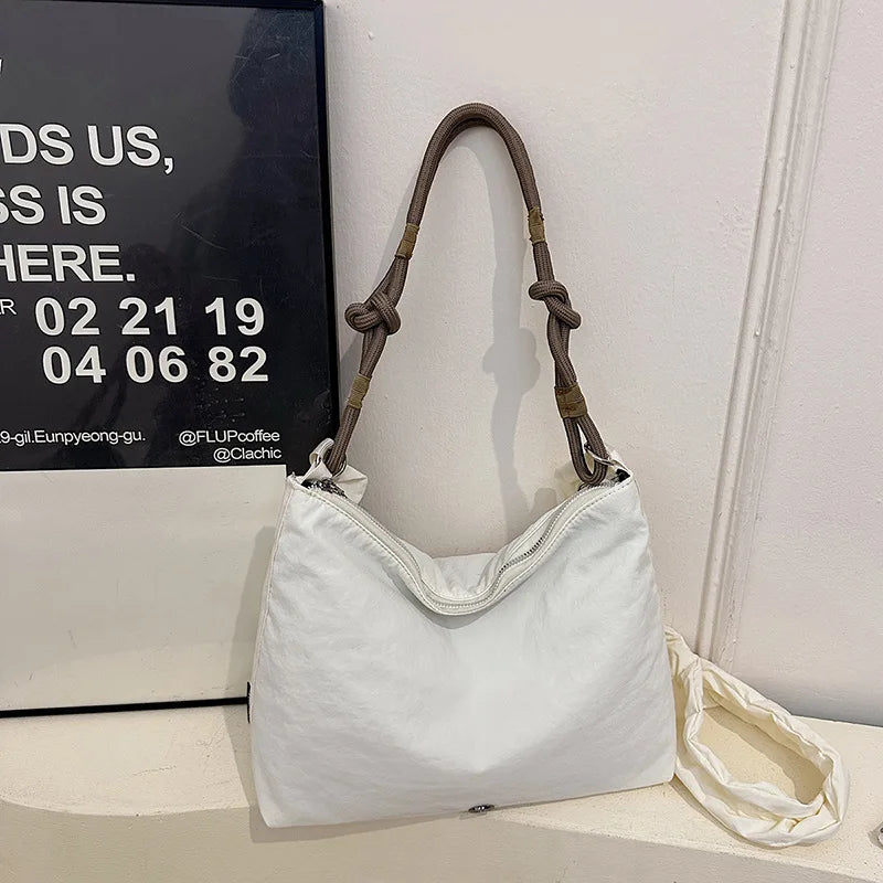 LIZAKOSHT  -  New Fashion Winter Comfortable and Versatile Texture Hobo Bag Cotton Puff Leisure Shoulder Bag Wrinkled Commuting Crossbody Bag