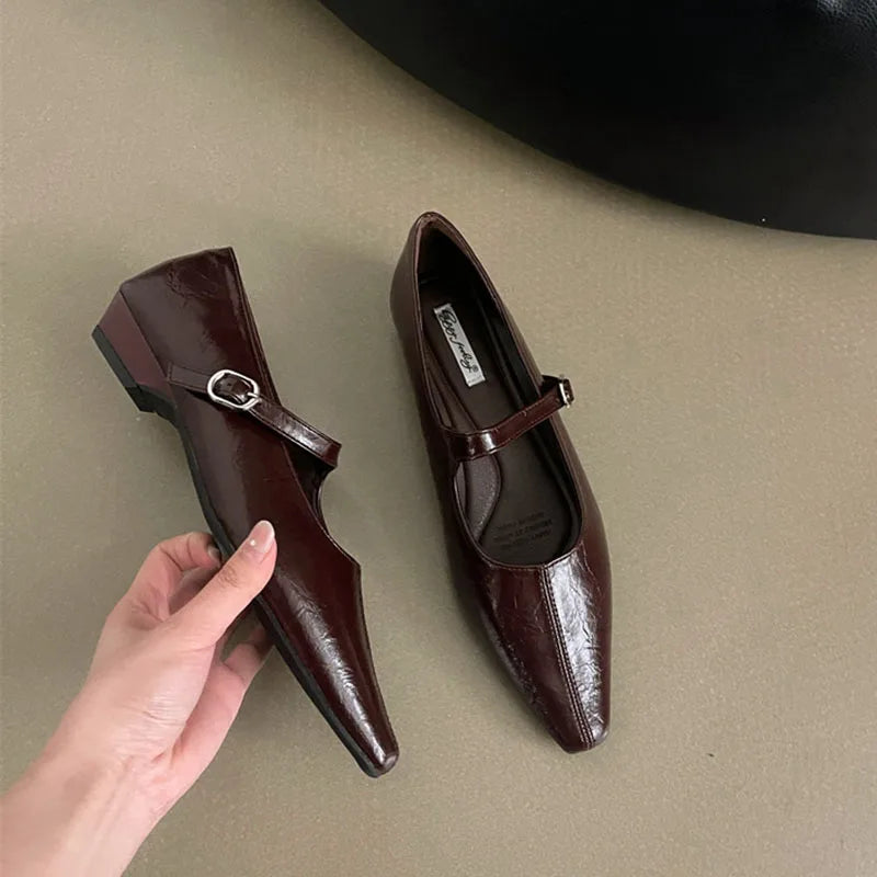 LIZAKOSHT  -  Spring New Brand Women Flat Shoes Fashion Round Toe Sahllow Elegant Baot Shoes Soft Flat Heel Mary Jane Shoes New Woman