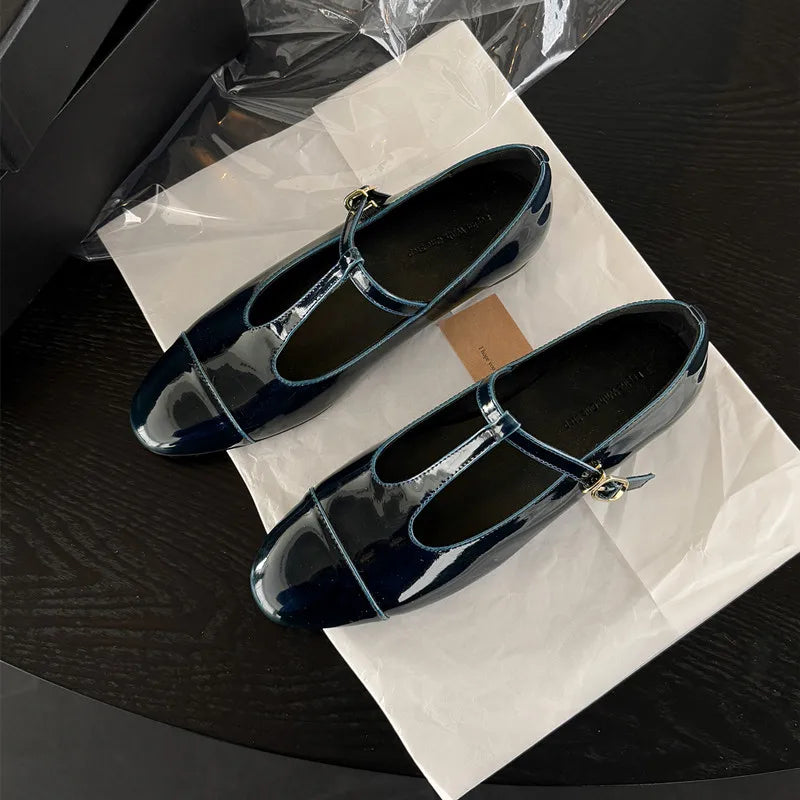 LIZAKOSHT  -  Fashion Women's Shoes New High Quality Genuine Leather Shoes Round Head T-Belt Mary Janes Shoes