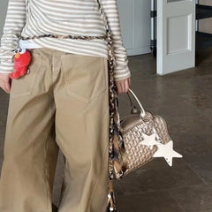 LIZAKOSHT  -  Hot Girl Y2k Star Embossed Handbag Women Champagne Gold Large Capacity Pillow Shoulder Bag Ladies Fashion Harajuku Crossbody Bag
