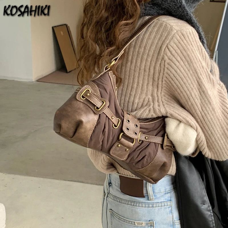 LIZAKOSHT  -  Women Vintage Trendy All Match Handbags Casual Pleated Y2k Aesthetic Underarm Bag Streetwear Fashion Office Lady Shoulder Bags