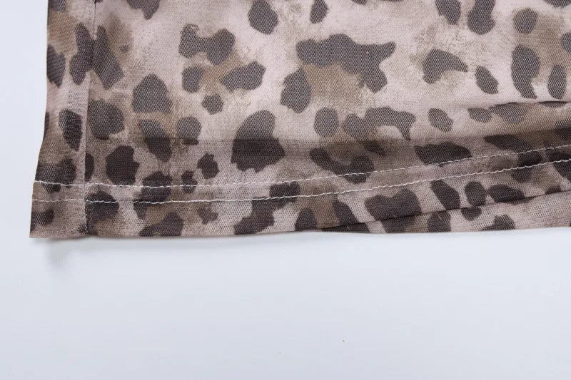 LIZAKOSHT  -  Women's Skirts Summer Fashion Chic Leopard Print Mesh Long Skirt Female Clothing High Waist Slim Dress Streetwear