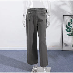 LIZAKOSHT  -  Street Belt Women Jeans Mid Waist Wide Leg Pockets Loose Female Denim Pants Autumn New Fashion All-match Lady Trousers