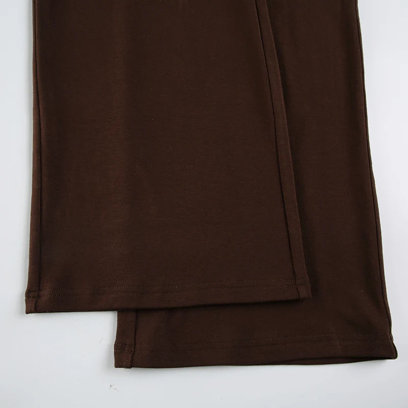 LIZAKOSHT  -  Casual Solid Straight Pants Loose Mid-Waisted Knitted Wide Leg Pants Women Autumn Spring Fashion Streetwear Ladies