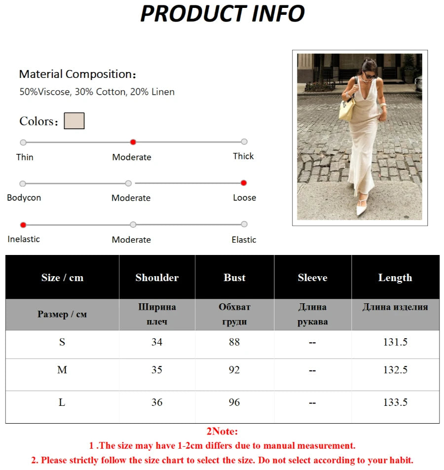 LIZAKOSHT  -  Women's 2026 Summer New V-Neck Cami Dress Elegant Fitted Waist Back Lace-Up Sleeveless Maxi Dress