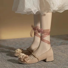 LIZAKOSHT  -  French Design Low Heels New Gentle Style Retro Shallow Mouth Mary Jane Shoes Sweet Floral Women's Shoes