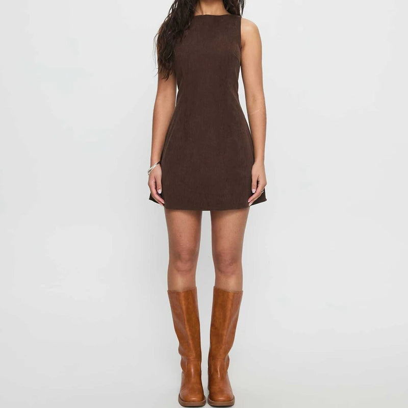 LIZAKOSHT  -  Women Y2K Corduroy Mini Dress Coquette Bow Tie Back Bodycon Short Tank Dress Casual Spring Going Out Sun Dresses