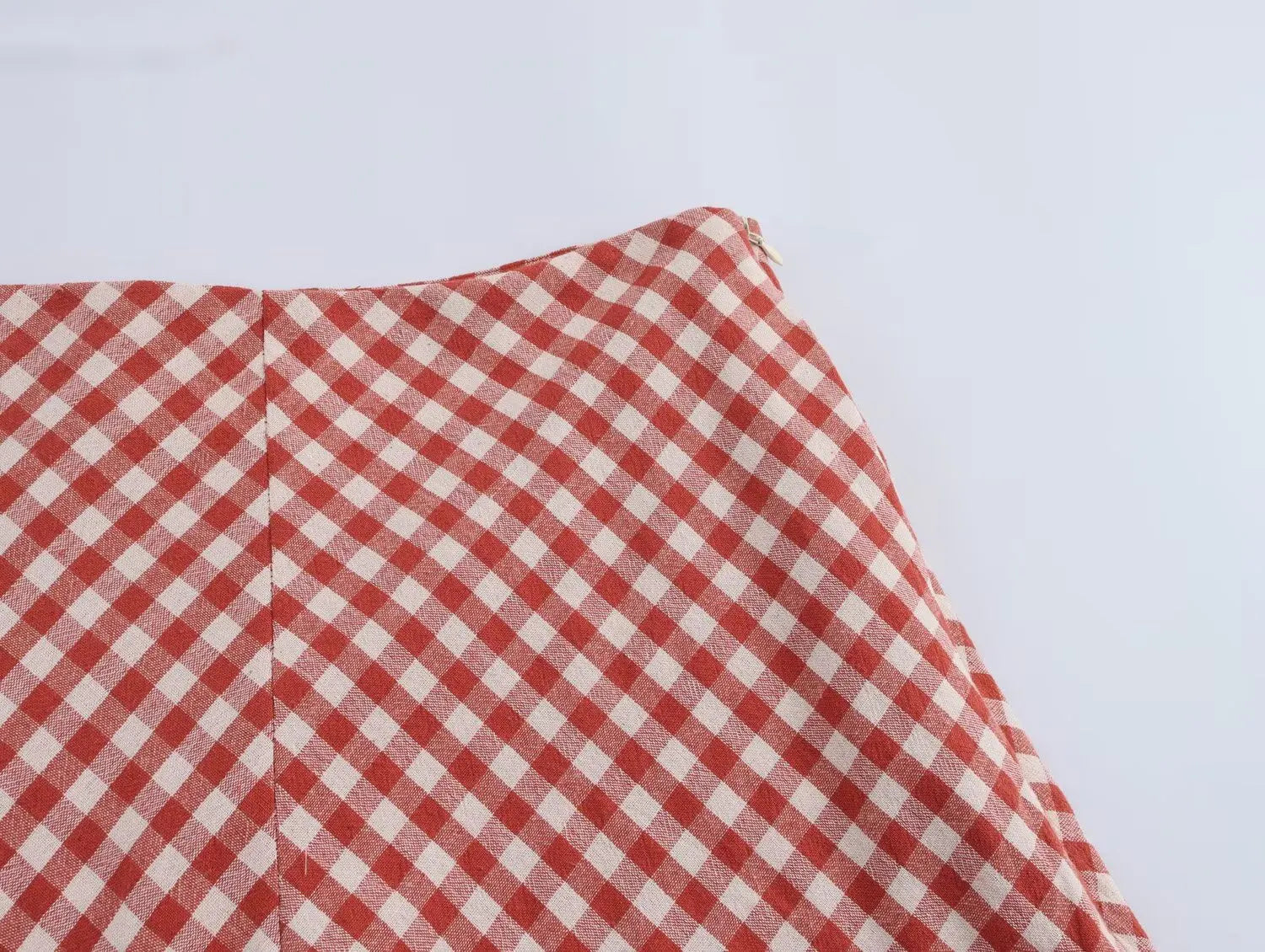 LIZAKOSHT  -  Plaid Vintage Summer Skirt Set for Women Spring Casual New in Dress Set 2 Pieces Red Midi Dress Beach Matching Set