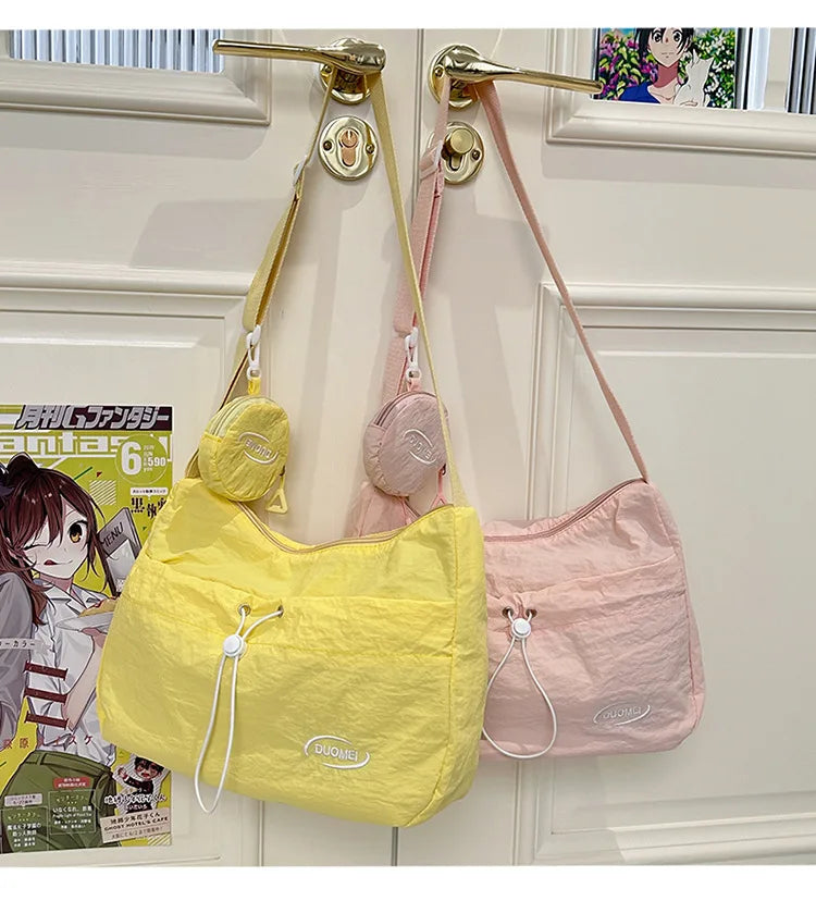 LIZAKOSHT  -  Japan Style Women Crossbody Bag New Casual Nylon Letter Composite Bag Simple Large Capacity Canvas Single Shoulder Tote Bag
