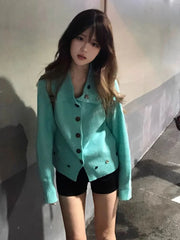 LIZAKOSHT  -  Chic Button Knit Cardigan Women Long Sleeve Sweet Casual Preppy Korean Sweater Female Harajuku Loose Lazy Wind Student Outwear