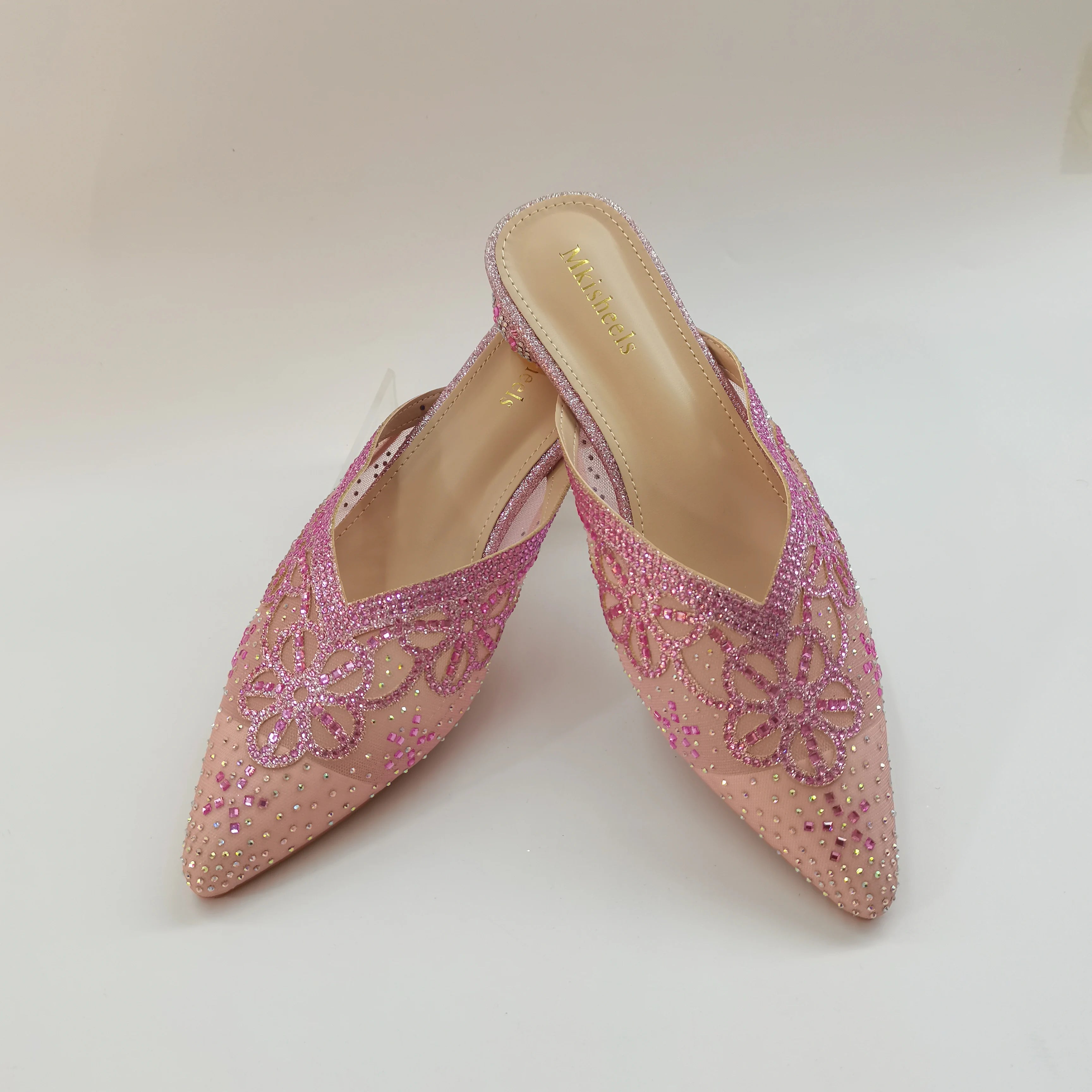 LIZAKOSHT  -  Italian Ladies Soft Sandals Pretty Blue Embroidered Mesh Mules for All Occasions Women's Comfortable Shoes Hot Selling Style