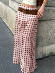 LIZAKOSHT  -  Vintage Harajuku Plaid Printing Hihg Waist Fashion Slim Fit Women Long Skirts Loose Summer Evening Party Streetwear Maxi Skirt