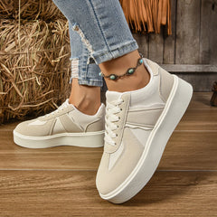 LIZAKOSHT  -  Women's Casual Lace Up Sneakers Lightweight Soft Sole Flat Shoes for Women Comfortable Anti Slip Walking Shoes Plus Size
