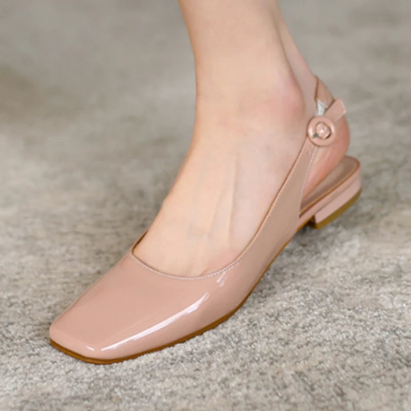 LIZAKOSHT  -  Elegant Flat Loafers Shoes Woman Soft Square toe Large Size Slingbacks Sandals Yellow Pink Dance Walking Office Shoes Comfort