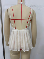 LIZAKOSHT  -  Women Lace Patchwork Top Choker Vest Spaghetti Strap V Neck Sheer Tops Flowy Sleeveless Tank Summer Suit Casual Wear Street Look
