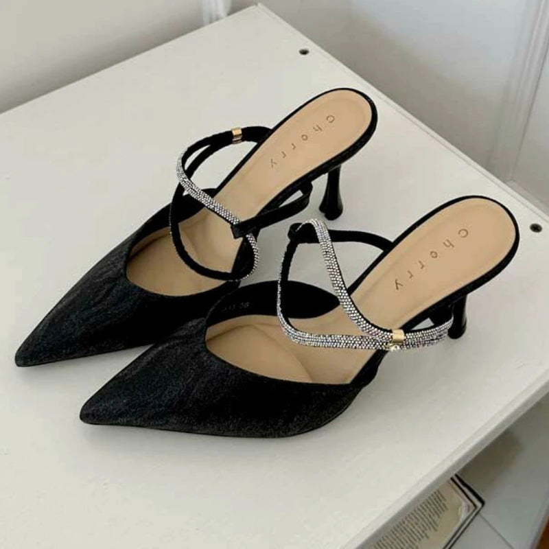 LIZAKOSHT  -  Shiny Pointed Toe High Heels Women Luxury Party Dress Shoes Sexy Elegant Slingback Shoes Fashion Brand Sandals for Women Pumps