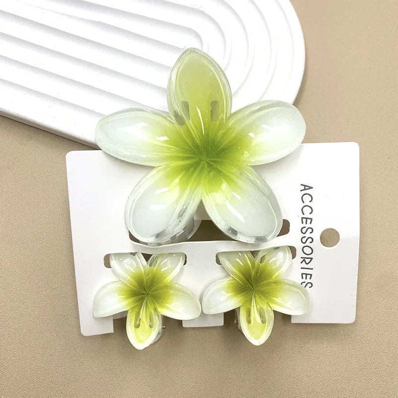 LIZAKOSHT  -  3pcs/set Flower Claw Clip Women Hawaiian Girl Hair Accessories Flower Ponytail Clip Clamp Barrettes Hairpin Summer Beach Jewelry